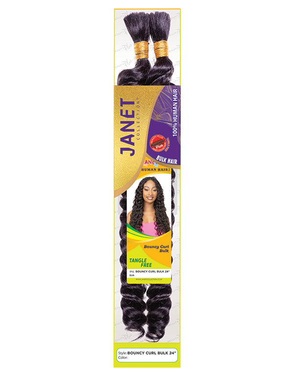 JANET COLLECTION BOUNCY CURL BULK 18&quot; CROTCHET HUMAN BRAIDING HAIR