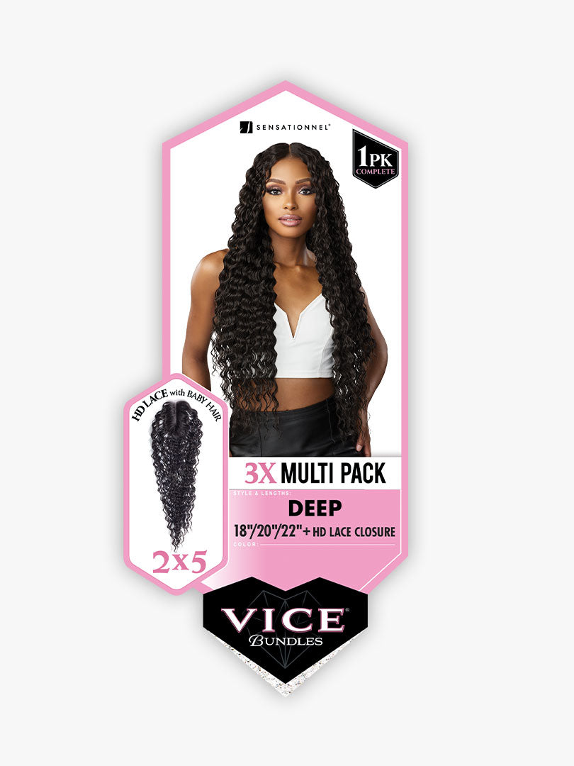 SENSATIONNEL  - VICE BUNDLES 3X MULTI PACK - DEEP  18&quot;/20&quot;/22&quot; HAIR BUNDLES