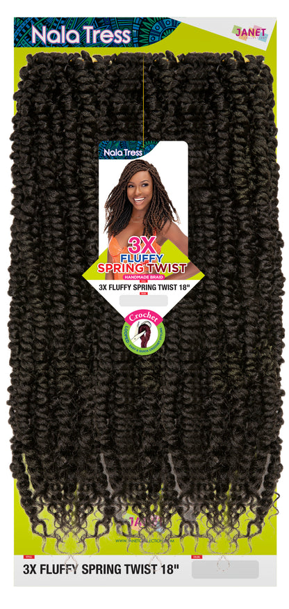 JANET COLLECTION - 3X FLUFFY SPRING TWIST 18&quot; CROCHET BRAIDING HAIR