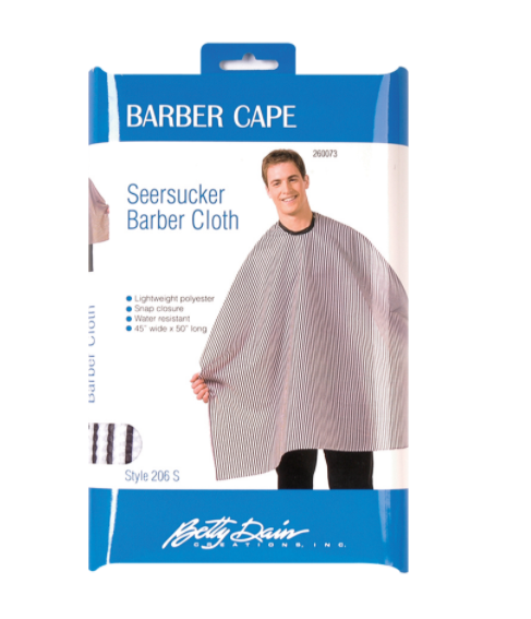 BETTY DAIN CAPE STRIPE BARBER APPAREL SNAP 60&quot;