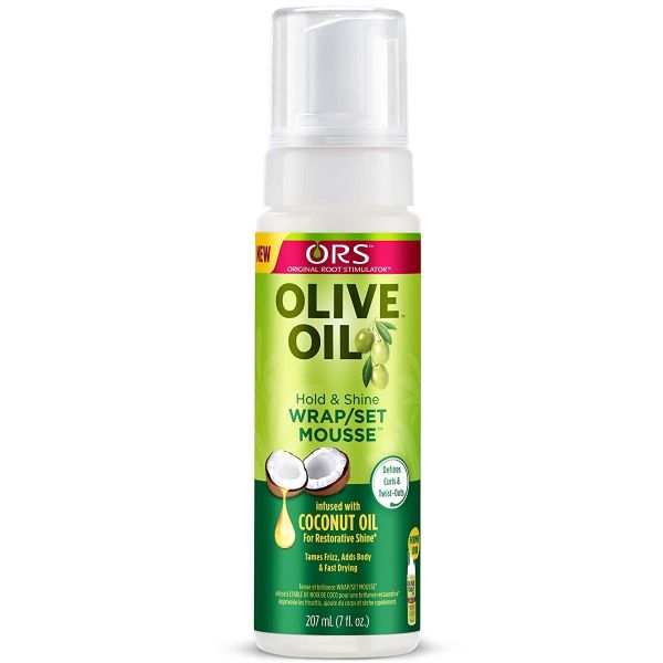 O.R.S. HOLD &amp; SHINE WRAP/SET MOUSSE [OLIVE OIL] (7 OZ)